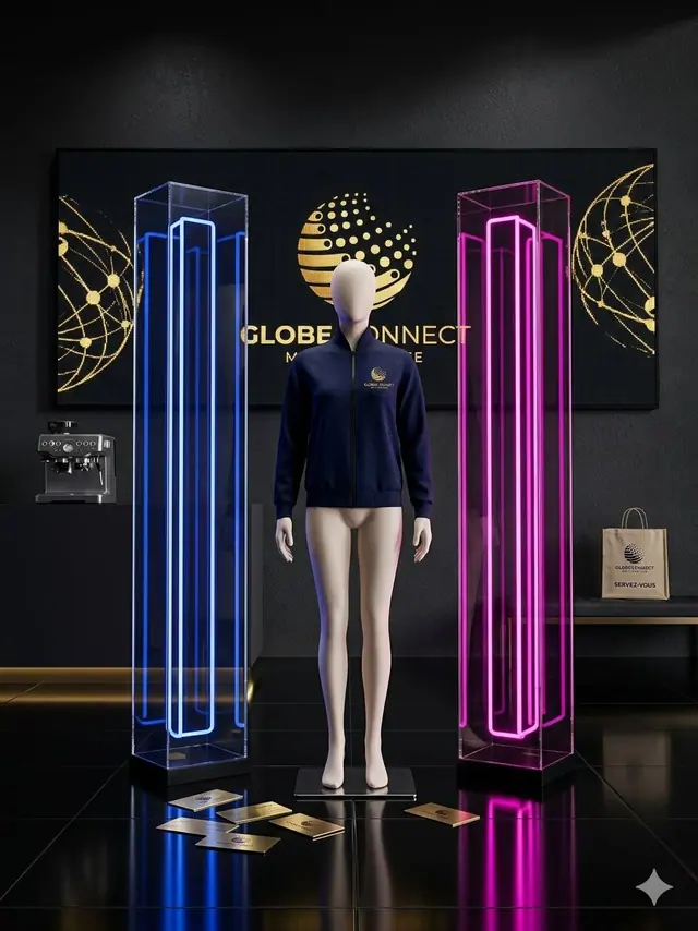 Illustration : mise en scène de produits personnalisés Globe Connect